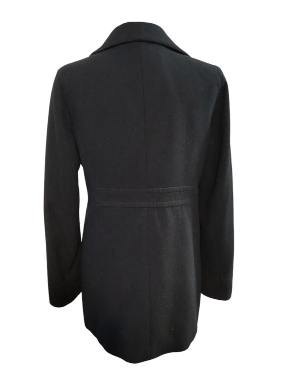 J Crew Women's Classic Black Ruffle Front Wool Blend Winter Lined Coat Black 12
